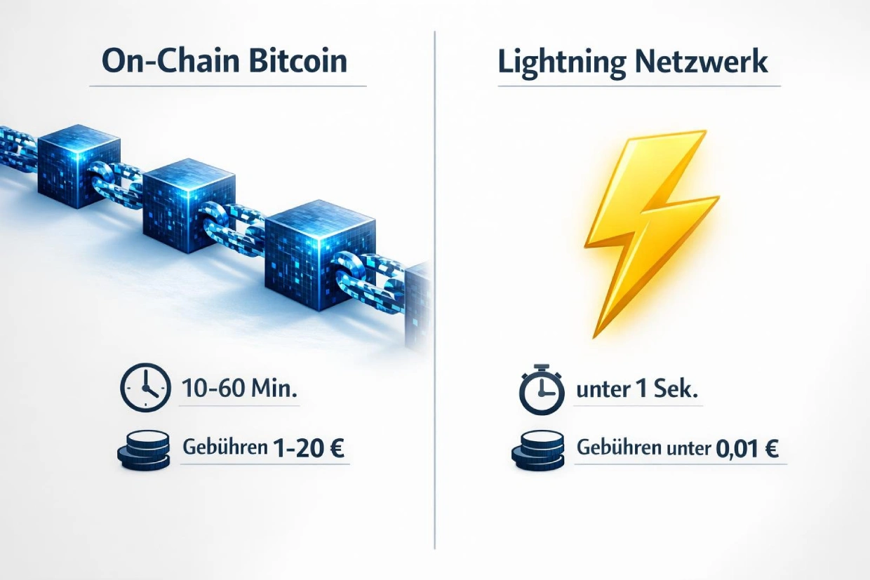 On-Chain Bitcoin und Lightning Network im Vergleich